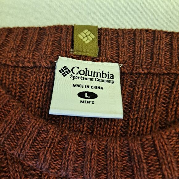 Columbia Ribbed Sweater Men's L Long Sleeve Cotton Knit Warm Pullover - Picture 6 of 8